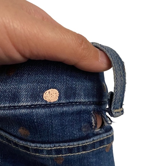 Fidelity Denim Belvedere Mid Rise Skinny Jean Rose Gold Dots 29 FLAWED Belt Loop - Picture 12 of 15